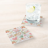 の結婚オーナメントパターン ガラスコースター (アングル)