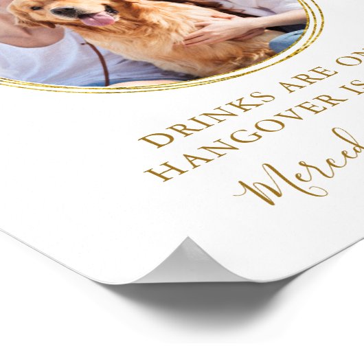 の結婚オープンバーパーソナライズされた金ゴールドペット犬ドリンク ポスター (角)