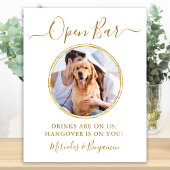 の結婚オープンバーパーソナライズされた金ゴールドペット犬ドリンク ポスター