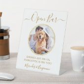 の結婚オープンバーパーソナライズされた金ゴールドペット犬ドリンク 台座サイン (インサイチュ)