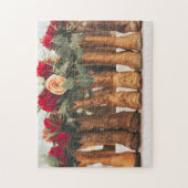 の結婚カウボーイ・ブーツと花 ジグソーパズル (縦)