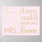 の結婚カウントダウンの印書印とワイプのカウントダウン ポスター (正面)