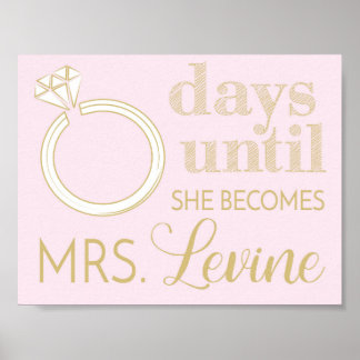 の結婚カウントダウンの印書印とワイプのカウントダウン ポスター