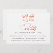 の結婚カクテル招待状 |オレンジ 招待状 (正面/裏面)