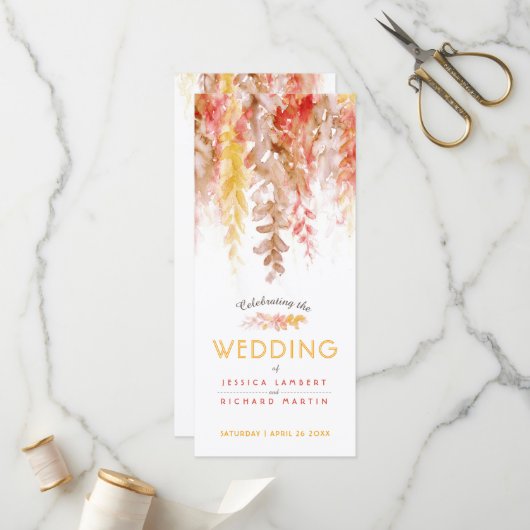 の結婚カスケード秋つる植物の水色 プログラム (正面/裏面インサイチュ)