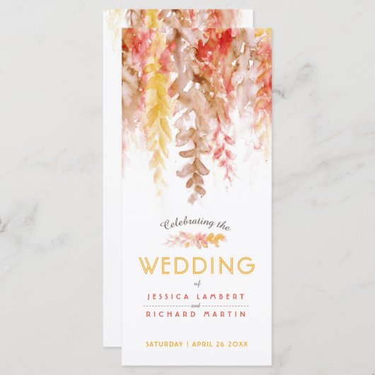 の結婚カスケード秋つる植物の水色 プログラム (正面/裏面)