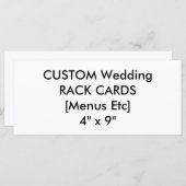 の結婚カスタムメニューおよびプログラムカード4" x 9" メニュー (正面/裏面)