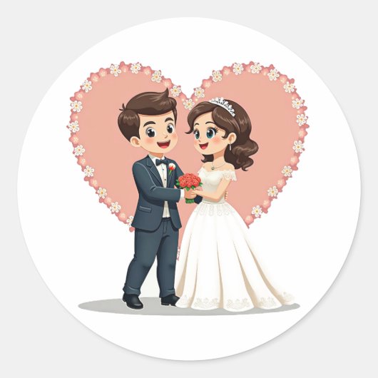 の結婚カップルのシール ラウンドシール (正面)