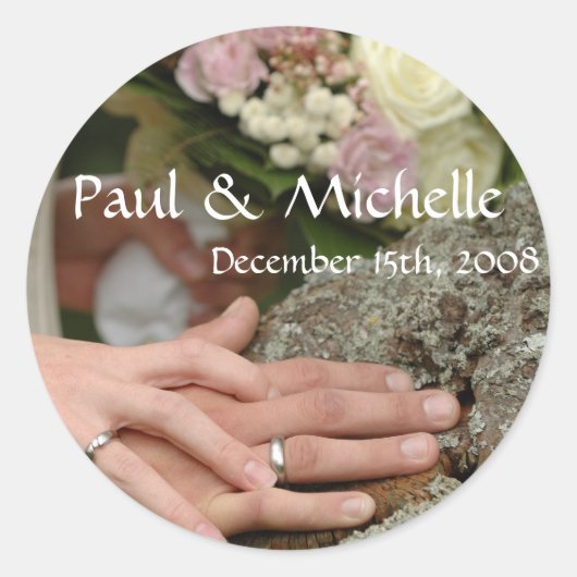 の結婚カップルのステッカー ラウンドシール (正面)