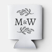 の結婚カップルのモノグラムエレガント植物学 缶クーラー (裏面)