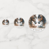 の結婚カップルのモノグラム茶色の馬 コンフェッティ (正面)