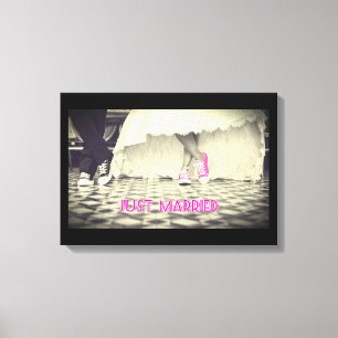 の結婚カップルのレトロスタイル50のダイナー キャンバスプリント