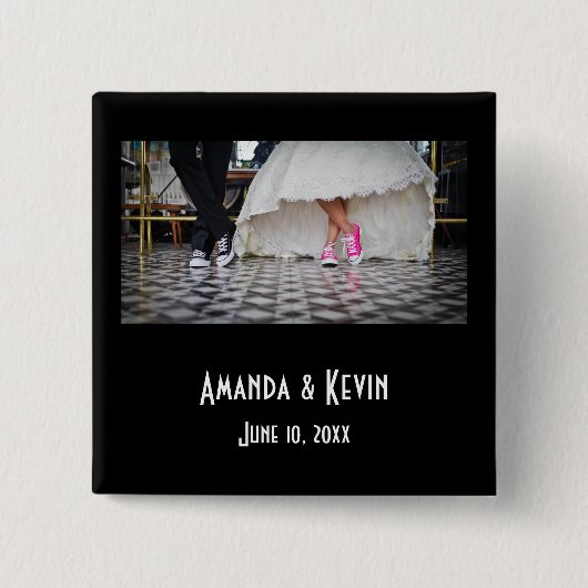 の結婚カップルのレトロスタイル50のダイナー 缶バッジ (正面)