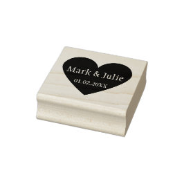の結婚カップルの名前とハート・アート・スタンプの日付 ラバースタンプ