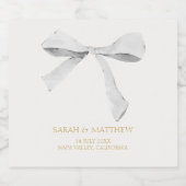 の結婚カップルの白いリボン スパークリングワインラベル (シングルラベル)