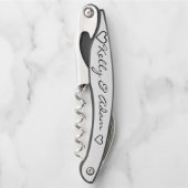 の結婚カップルの白い黒いコルクねじ ソムリエナイフ (正面)