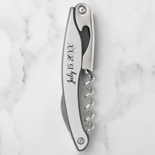 の結婚カップルの白い黒いコルクねじ ソムリエナイフ (裏面)