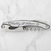 の結婚カップルの白い黒いコルクねじ ソムリエナイフ (正面)