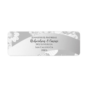 の結婚カップルのReturn/Addressホワイト/オンライトグレー ラベル
