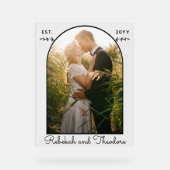 の結婚カップルカスタムのアーチ写真の名前と日付 アクリルサイン (正面)