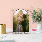 の結婚カップルカスタムのアーチ写真の名前と日付 アクリルサイン (ウェディング)