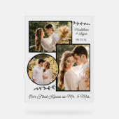 の結婚カップルカスタムフォトコラージュMr.Mrs.キス アクリルサイン (正面)