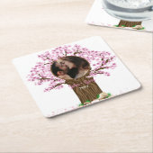 の結婚カップルカスタム写真 スクエアペーパーコースター (アングル)