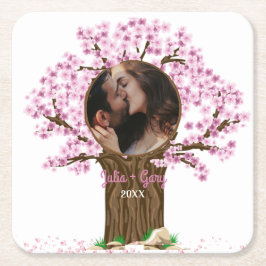 の結婚カップルカスタム写真 スクエアペーパーコースター