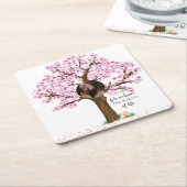 の結婚カップルカスタム写真 スクエアペーパーコースター (アングル)