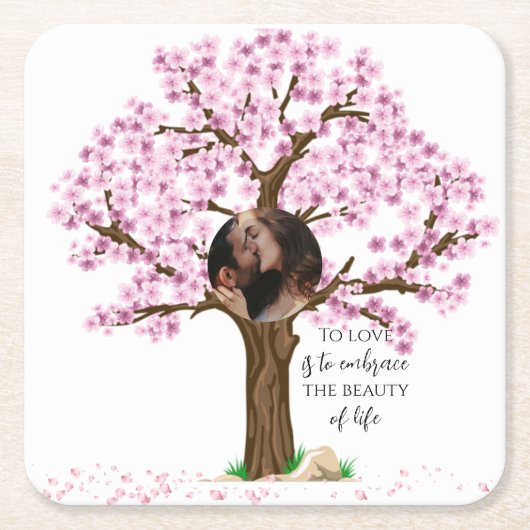 の結婚カップルカスタム写真 スクエアペーパーコースター (正面)