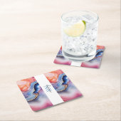 の結婚カップルカスタム写真 スクエアペーパーコースター (インサイチュ)