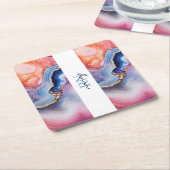 の結婚カップルカスタム写真 スクエアペーパーコースター (アングル)