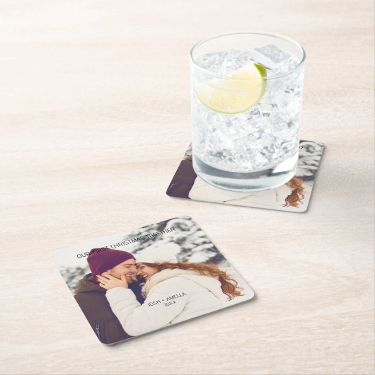 の結婚カップルカスタム写真 スクエアペーパーコースター (インサイチュ)