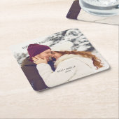 の結婚カップルカスタム写真 スクエアペーパーコースター (アングル)