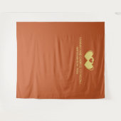 の結婚カップルハート背景 タペストリー (正面(横))