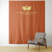 の結婚カップルハート背景 タペストリー (インサイチュ)