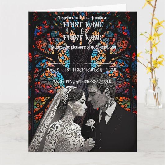 の結婚カップルパーソナライズされたギフトアイディア カード (黄色い花)