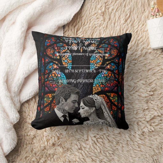 の結婚カップルパーソナライズされたギフトアイディア クッション (ブランケット)