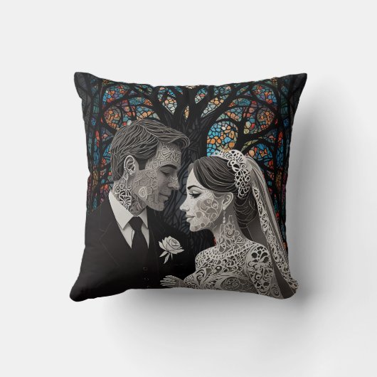 の結婚カップルパーソナライズされたギフトアイディア クッション (裏面)