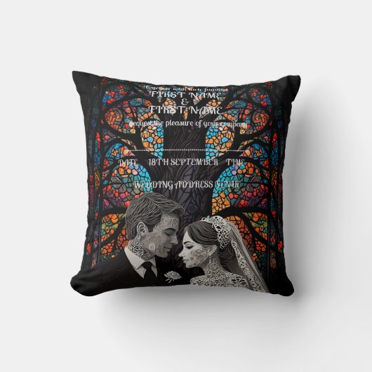 の結婚カップルパーソナライズされたギフトアイディア クッション (正面)