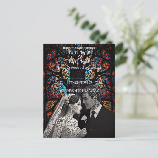 の結婚カップルパーソナライズされたギフトアイディア シーズンポストカード (スタンド正面)