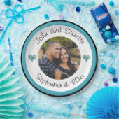 の結婚カップルパーソナライズされた写真名の日付 ペーパープレート (パーティー)