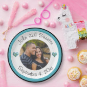 の結婚カップルパーソナライズされた写真名の日付 ペーパープレート (パーティー)