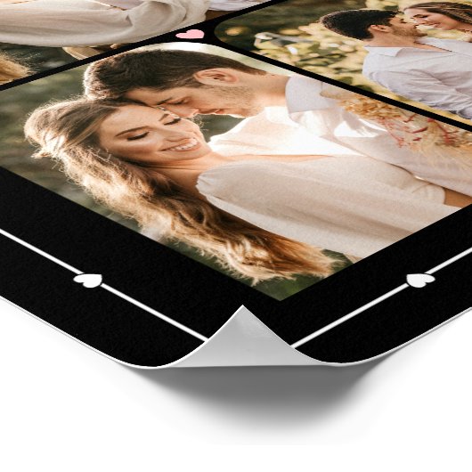 の結婚カップルモダンハートカスタム写真コラージュ ポスター (角)