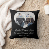 の結婚カップルモダンハート写真（白黒） クッション (ブランケット)
