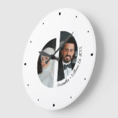 の結婚カップル写真と名前&日付ウォールクロック ラージ壁時計 (傾斜)