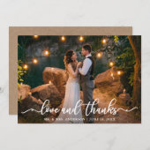の結婚カップル写真の愛とKraftカー感謝していドの写真 招待状 (正面/裏面)