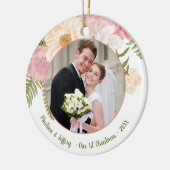 の結婚カップル写真初めてのクリスマスオーナメント セラミックオーナメント (左)