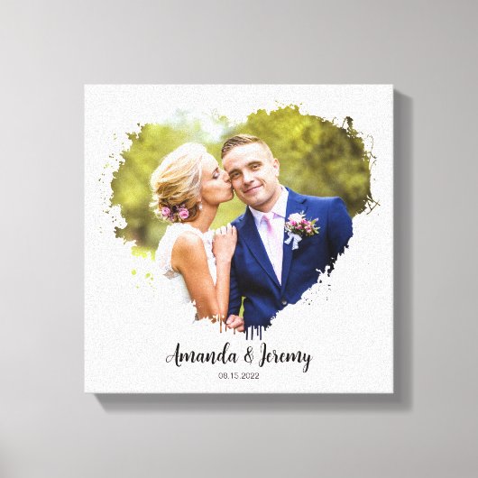 の結婚カップル写真水の色記念日 キャンバスプリント (正面)