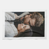 の結婚カップル写真、白縁ど色 キッチンタオル (横)